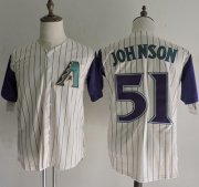 Wholesale Cheap Mitchell And Ness Diamondbacks #51 Randy Johnson Cream Strip Throwback Stitched MLB Jersey