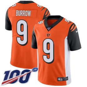 Wholesale Cheap Nike Bengals #9 Joe Burrow Orange Alternate Men\'s Stitched NFL 100th Season Vapor Untouchable Limited Jersey