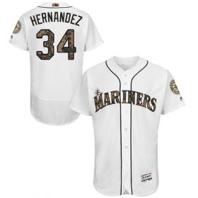 Wholesale Cheap Mariners #34 Felix Hernandez White Flexbase Authentic Collection Memorial Day Stitched MLB Jersey
