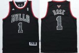 Wholesale Cheap Men's Chicago Bulls #1 Derrick Rose All Black With White Outline Fashion Jersey