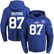 Wholesale Cheap Nike Giants #87 Sterling Shepard Royal Blue Name & Number Pullover NFL Hoodie
