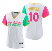 Wholesale Cheap Women's San Diego Padres #10 Jurickson Profar White 2022 City Connect Cool Base Stitched Baseball Jersey(Run Small)