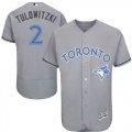 Wholesale Cheap Blue Jays #2 Troy Tulowitzki Grey Flexbase Authentic Collection Father's Day Stitched MLB Jersey