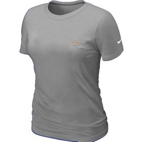 Wholesale Cheap Women\'s Nike New Orleans Saints Chest Embroidered Logo T-Shirt Grey