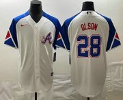 Cheap Men's Atlanta Braves #28 Matt Olson Number 2023 City Connect Cool Base Stitched Jersey