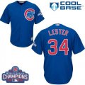 Wholesale Cheap Cubs #34 Jon Lester Blue Alternate 2016 World Series Champions Stitched Youth MLB Jersey