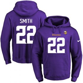 Wholesale Cheap Nike Vikings #22 Harrison Smith Purple Name & Number Pullover NFL Hoodie