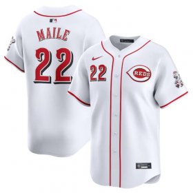 Cheap Men\'s Cincinnati Reds #22 Luke Maile White Home Limited Stitched Baseball Jersey