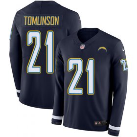 Wholesale Cheap Nike Chargers #21 LaDainian Tomlinson Navy Blue Team Color Men\'s Stitched NFL Limited Therma Long Sleeve Jersey