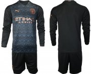 Wholesale Cheap Men 2020-2021 club Manchester city home long sleeve black Soccer Jerseys