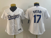 Cheap Women's Los Angeles Dodgers #17 Shohei Ohtani White Gold Championship Stitched Cool Base Nike Jersey