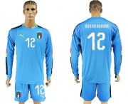 Wholesale Cheap Italy #12 Donna Rumma Blue Long Sleeves Goalkeeper Soccer Country Jersey