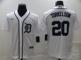 Wholesale Cheap Men\'s Detroit Tigers #20 Spencer Torkelson White Stitched Cool Base Nike Jersey