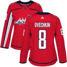 Wholesale Cheap Adidas Capitals #8 Alex Ovechkin Red Home Authentic Women\'s Stitched NHL Jersey