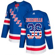 Wholesale Cheap Adidas Rangers #36 Mats Zuccarello Royal Blue Home Authentic USA Flag Stitched NHL Jersey
