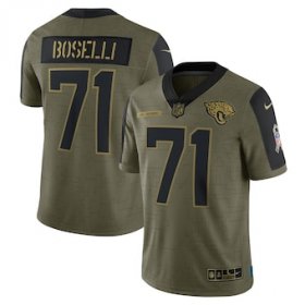 Wholesale Cheap Men\'s Jacksonville Jaguars #71 Tony Boselli Nike Olive 2021 Salute To Service Retired Player Limited Jersey