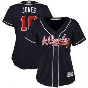 Wholesale Cheap Braves #10 Chipper Jones Navy Blue Alternate Women's Stitched MLB Jersey