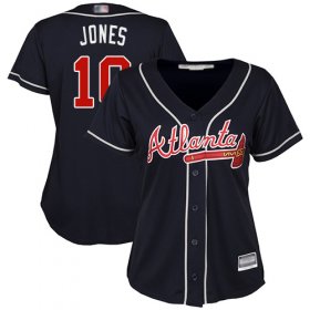 Wholesale Cheap Braves #10 Chipper Jones Navy Blue Alternate Women\'s Stitched MLB Jersey