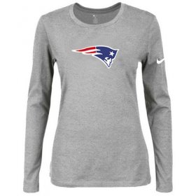 Wholesale Cheap Women\'s Nike New England Patriots Of The City Long Sleeve Tri-Blend NFL T-Shirt Light Grey