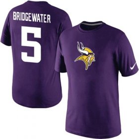 Wholesale Cheap Nike Minnesota Vikings #5 Teddy Bridgewater Name & Number NFL T-Shirt Purple