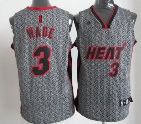Wholesale Cheap Miami Heat #3 Dwyane Wade Gray Static Fashion Jersey