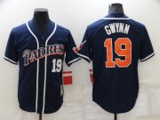 Wholesale Cheap Men's San Diego Padres #19 Tony Gwynn Navy Blue Cooperstown Collection Stitched Throwback Jersey