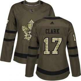 Wholesale Cheap Adidas Maple Leafs #17 Wendel Clark Green Salute to Service Women\'s Stitched NHL Jersey