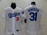 Wholesale Cheap Men's Los Angeles Dodgers #31 Max Scherzer White Stitched MLB Flex Base Nike Jersey