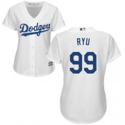 Wholesale Cheap Dodgers #99 Hyun-Jin Ryu White Home Women's Stitched MLB Jersey