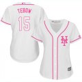 Wholesale Cheap Mets #15 Tim Tebow White/Pink Fashion Women's Stitched MLB Jersey