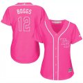 Wholesale Cheap Rays #12 Wade Boggs Pink Fashion Women's Stitched MLB Jersey