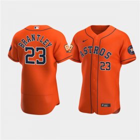 Wholesale Cheap Men\'s Houston Astros #23 Michael Brantley Orange 60th Anniversary Flex Base Stitched Baseball Jersey