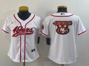 Wholesale Cheap Youth San Francisco 49ers White Team Big Logo With Patch Cool Base Stitched Baseball Jersey