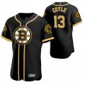 Wholesale Cheap Boston Bruins #13 Charlie Coyle Men's 2020 NHL x MLB Crossover Edition Baseball Jersey Black