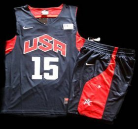 Wholesale Cheap 2012 Olympic USA Team #15 Carmelo Anthony Blue Basketball Jerseys & Shorts Suit