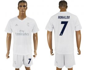 Wholesale Cheap Real Madrid #7 Ronaldo Marine Environmental Protection Home Soccer Club Jersey