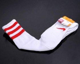 Wholesale Cheap Nike Soccer Football Sock White & Red Stripe