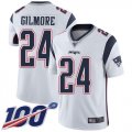 Wholesale Cheap Nike Patriots #24 Stephon Gilmore White Men's Stitched NFL 100th Season Vapor Limited Jersey