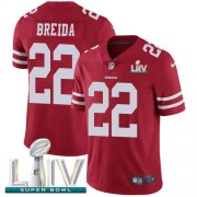 Wholesale Cheap Nike 49ers #22 Matt Breida Red Super Bowl LIV 2020 Team Color Men's Stitched NFL Vapor Untouchable Limited Jersey