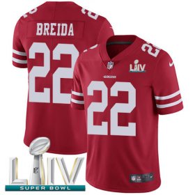 Wholesale Cheap Nike 49ers #22 Matt Breida Red Super Bowl LIV 2020 Team Color Men\'s Stitched NFL Vapor Untouchable Limited Jersey