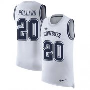 Wholesale Cheap Nike Cowboys #20 Tony Pollard White Men's Stitched NFL Limited Rush Tank Top Jersey