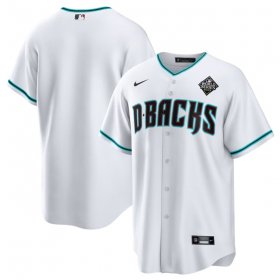 Men\'s Arizona Diamondbacks Blank White White 2023 World Series Cool Base Stitched Baseball Jersey