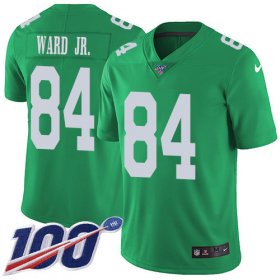 Wholesale Cheap Nike Eagles #84 Greg Ward Jr. Green Youth Stitched NFL Limited Rush 100th Season Jersey