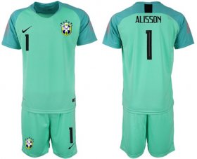 Wholesale Cheap Brazil #1 Alisson Green Goalkeeper Soccer Country Jersey