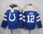 Wholesale Cheap Nike Colts #12 Andrew Luck Royal Blue Player Pullover NFL Hoodie