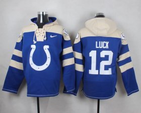 Wholesale Cheap Nike Colts #12 Andrew Luck Royal Blue Player Pullover NFL Hoodie