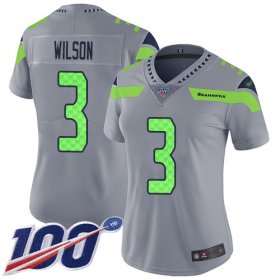Wholesale Cheap Nike Seahawks #3 Russell Wilson Silver Women\'s Stitched NFL Limited Inverted Legend 100th Season Jersey