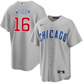 Cheap Men\'s Chicago Cubs #16 Patrick Wisdom Gray Cool Base Stitched Baseball Jersey