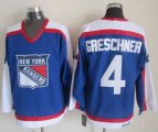 Wholesale Cheap Rangers #4 Ron Greschner Blue/White CCM Throwback Stitched NHL Jersey