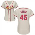 Wholesale Cheap Cardinals #45 Bob Gibson Cream Alternate Women's Stitched MLB Jersey